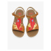 Červeno-hnedé dievčenské kožené sandále Camper
