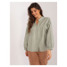 Khaki cotton oversize shirt with button fastening