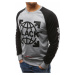 Gray men's sweatshirt with print BX3450