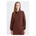 DEFACTO Regular Fit Basic Plain Viscose Long Sleeve Shirt Tunic