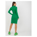 Basic green ribbed dress with turtleneck for everyday wear
