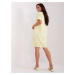 Light yellow sweatshirt basic dress with pockets