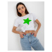 White and green T-shirt BASIC FEEL GOOD with star print