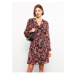 LC Waikiki V-Neck Patterned Long Sleeve Chiffon Women's Dress