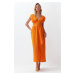 Trendyol Orange Maxi Woven Slit Beach Dress