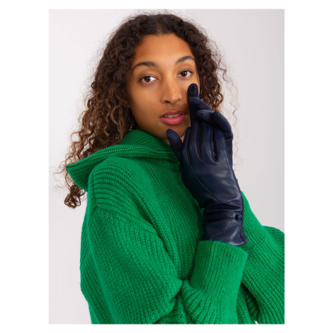 Navy Blue Women's Buttoned Gloves