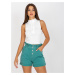 Women's Turquoise Denim Button Shorts
