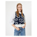 Koton Knitted Sweater Floral Crew Neck Sleeveless