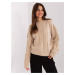 Light beige classic sweater with cables