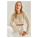 Bianco Lucci Women's Openwork Knitwear Crop Sweater