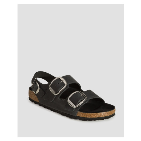 Dámske čierne Sandály Birkenstock Milano Big Buckle Oiled Leather Narrow