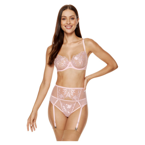 Gorteks Coco embroidered garter belt pink