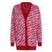 Sveter Karl Lagerfeld Allover Logo Jacquard Cardigan Fuchsia/Red