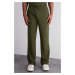 Trendyol Limited Edition Khaki / Wide Leg Textured Wrinkle-Free Hidden Drawstring Sweatpants