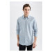 DEFACTO Regular Fit Linen Blend Long Sleeve Shirt