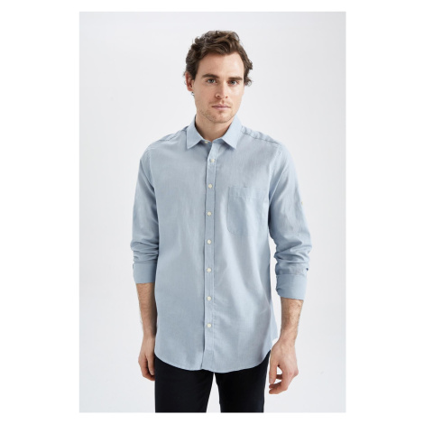 DEFACTO Regular Fit Linen Blend Long Sleeve Shirt