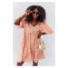 Loose dress with puff sleeves in light orange