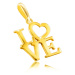 Prívesok zo 14K žltého zlata - nápis "LOVE" veľkými písmenami, srdiečko ako písmeno O