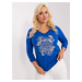 Women's cobalt blue blouse with large print