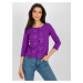 Purple short formal blouse with 3/4 sleeves