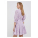 Bavlnené šaty Polo Ralph Lauren fialová farba, mini, áčkový strih