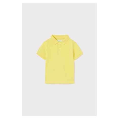 Detská bavlnená polokošeľa Mayoral žltá farba, jednofarebný