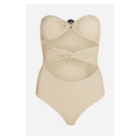 Plavky Karl Lagerfeld Karl Dna Strapless Swimsuit Beige/Gold