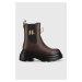 Kožené topánky chelsea Karl Lagerfeld Danton dámske, hnedá farba, na plochom podpätku,
