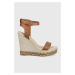Kožené sandále Tommy Hilfiger dámske, hnedá farba, na kline