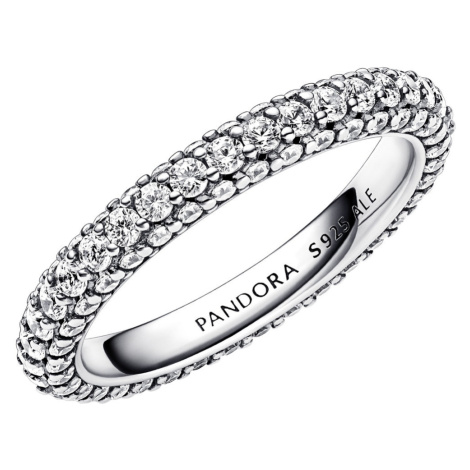 Pandora Trblietavý strieborný prsteň so zirkónmi Timeless 192627C01 58 mm