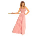 Dlouhé dámské šaty v pudrově růžové barvě bez rukávů a s vyšívaným výstřihem S model 7156538 - n