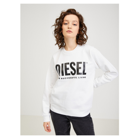 Diesel Mikina - F-ANGS-ECOLOGO SWEAT-SHIR biela