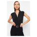 Trendyol Black Double Breasted Shiny Snap Fastener Glitter Knitted Body