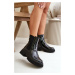 Patent Leather Ankle Boots with Zipper Insulated Black Groesta