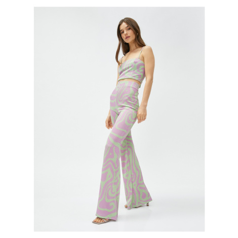 Koton Flare Evening Trousers Silvery