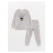 LC Waikiki Hooded Embroidered Long Sleeve Plush Boy Pajama Set