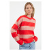 Trendyol Red Soft Texture Striped Crew Neck Knitwear Sweater