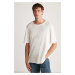 GRIMELANGE David's Men's Open Collar Oversize Fit 100% Cotton White T-shirt