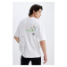 DEFACTO Oversize Fit Crew Neck Back Printed Short Sleeve T-Shirt