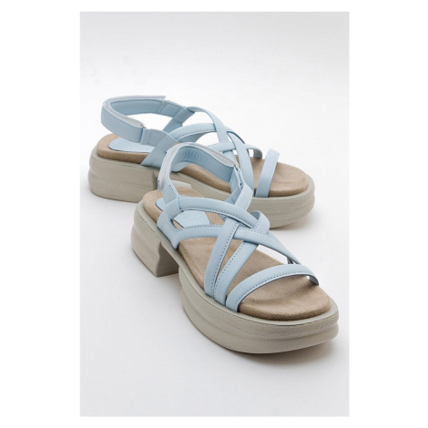 LuviShoes SENZA Baby Blue Skin Genuine Leather Women's Sandals