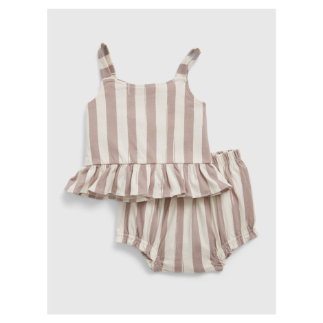 Hnedý detský pruhovaný set GAP baby peplum