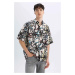 DEFACTO Relax Fit Patterned Cotton Short Sleeve Shirt