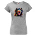 Dámské tričko s potlačou plemena Novofundlandský pes s voliteľným menom