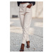 Elegant trousers made of eco-leather in light beige color