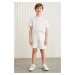 GRIMELANGE CLIFFORDGRM 2-pack Damson - White Shorts With Cotton Cord Elastic Waist CLIFFORDGRM24