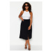 Trendyol Curve Black Viscose Woven Skirt with Slit Detail.