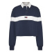 Tommy Jeans Polo tričko - TJW CROP TINY TOMMY 1 POLO LS modro-biele