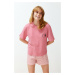 Trendyol Powder 100% Cotton Heart Knitted Pajama Set