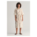 ŠATY GANT REL PALM PRINT LINEN SHIRT DRESS DRY SAND