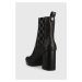 Kožené topánky chelsea Karl Lagerfeld LAVINIA III dámske, čierna farba, na podpätku, KL39940